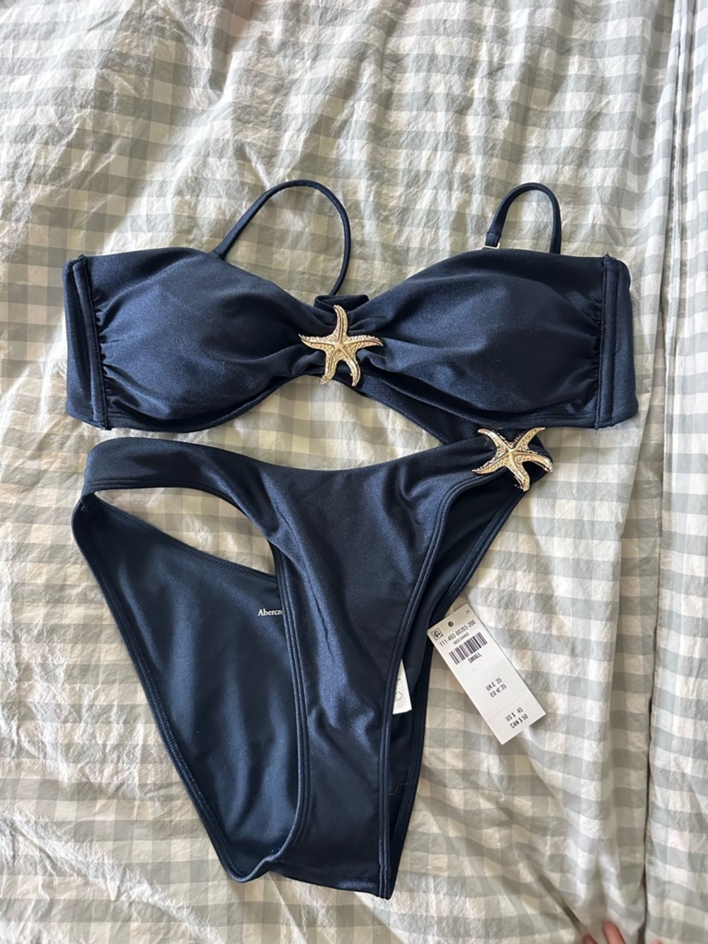 Strapless navy Bikini Set with Starfish Accents - Picture 4 of 4